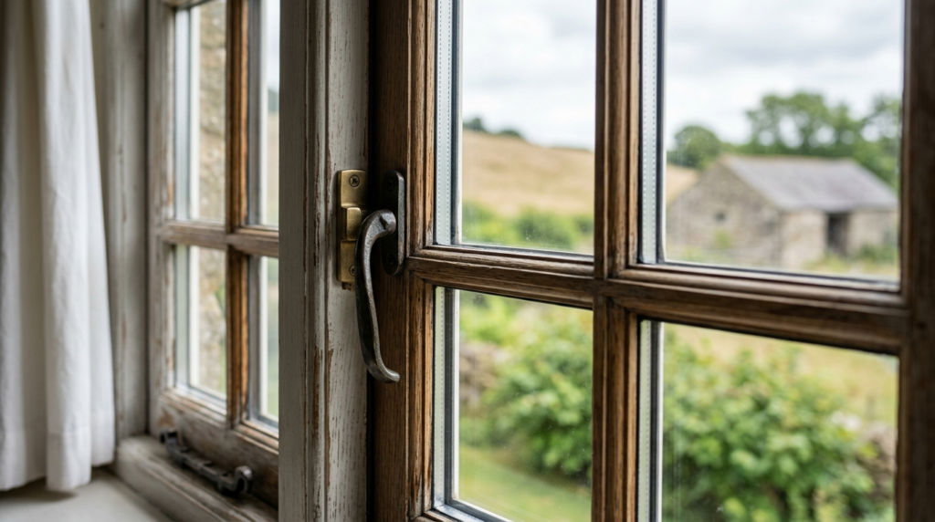 Close-up professional stock photo of traditional farmhouse w