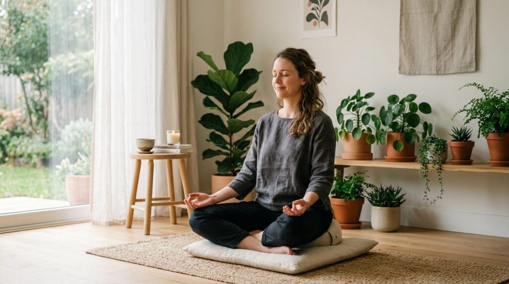 Professional photograph of a person practicing mindfulness m